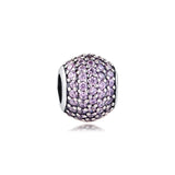 Sterling Silver Pink CZ Pave Charm Beads for Bracelets