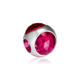 Radiant Droplet Beads with Cerise Crystal Sterling Silver Charms