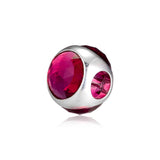 Radiant Droplet Beads with Cerise Crystal Sterling Silver Charms