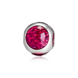 Radiant Droplet Beads with Cerise Crystal Sterling Silver Charms