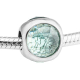 Radiant Droplet Beads with Icy Green Crystal Charm for Bracelets