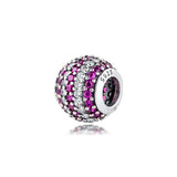 Red Nautical Pave Stripes Charms Sterling Silver Beads