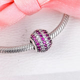 Red Nautical Pave Stripes Charms Sterling Silver Beads