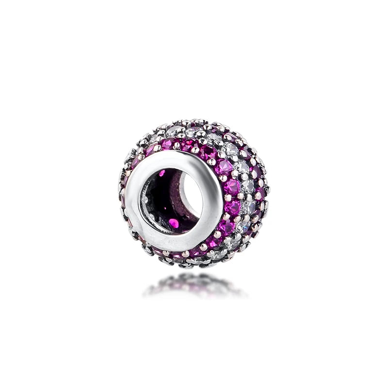 Red Nautical Pave Stripes Charms Sterling Silver Beads