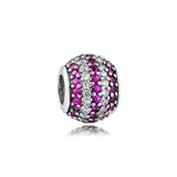 Red Nautical Pave Stripes Charms Sterling Silver Beads