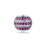 Red Nautical Pave Stripes Charms Sterling Silver Beads
