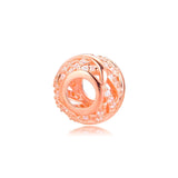 925 Sterling Silver Rose Pave Feather Charms Beads