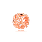 925 Sterling Silver Rose Pave Feather Charms Beads