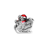Sleighing Santa Charms with Red Enamel 100% Sterling Silver Beads