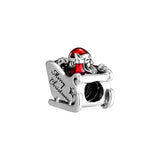 Sleighing Santa Charms with Red Enamel 100% Sterling Silver Beads