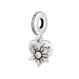 Snowflake Heart Charms 14K Plated Beads for Bracelets