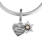 Snowflake Heart Charms 14K Plated Beads for Bracelets