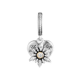 Snowflake Heart Charms 14K Plated Beads for Bracelets