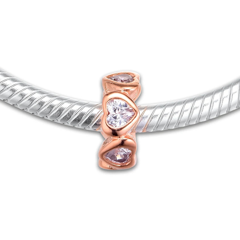 925 Sterling Silver Charms with Rose for Bracelets