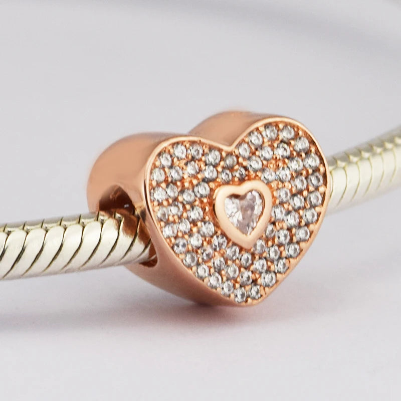 Sweetheart Charms with Rose 925 Sterling-Silver Beads