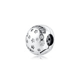 Sterling Silver Twinkling Night Clip Charms with Clear Cubic Zirconia