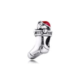 Sterling Silver Red Enamel Christmas Stocking Charms for Bracelets