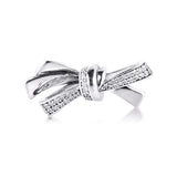 925 Silver Brilliant Bow Beads with Clear CZ for Charms Bracelets