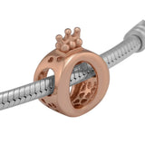 Crown O Rose Bead for Charms Bracelets 925 Sterling Silver Jewelry