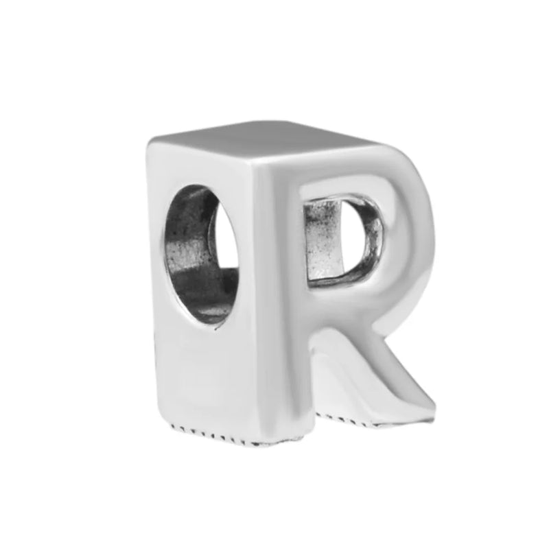 Letter R Beads 925 Sterling Silver Fits Charms Bracelets Jewelry
