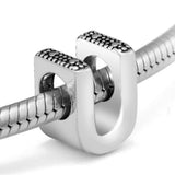 Letter U Beads 925 Sterling Silver for Charms Bracelets
