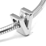 Letter V Bead 925 Sterling Silver Charm for Bracelets