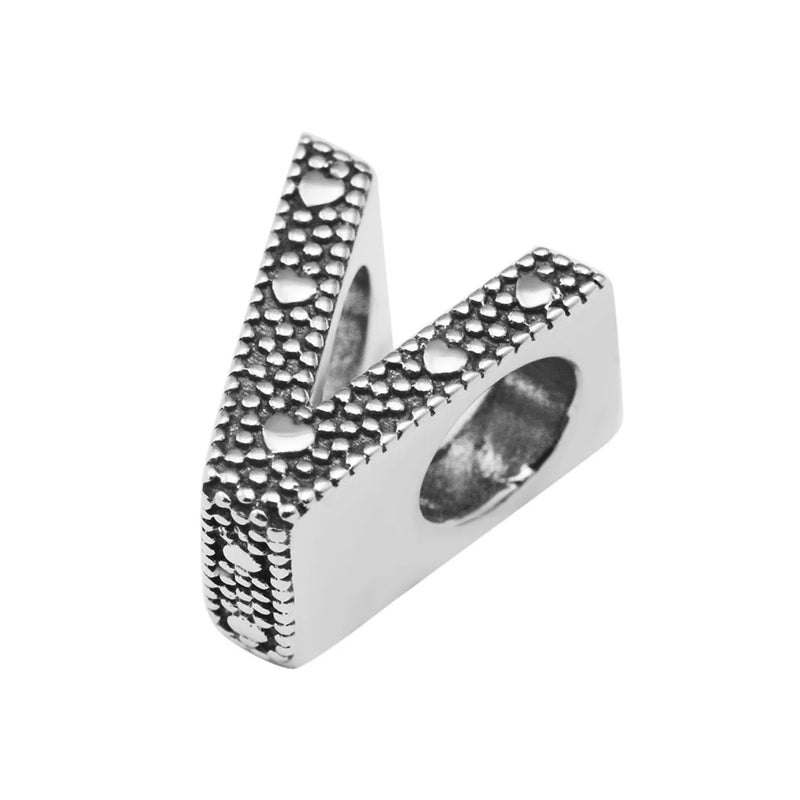 Letter V Bead 925 Sterling Silver Charm for Bracelets