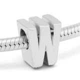 Letter W 925 Sterling Silver Charm Bead for Bracelets