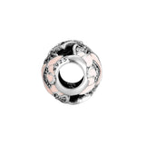925 Sterling Silver Rose Beads for Charms Bracelets with Pink Enamel
