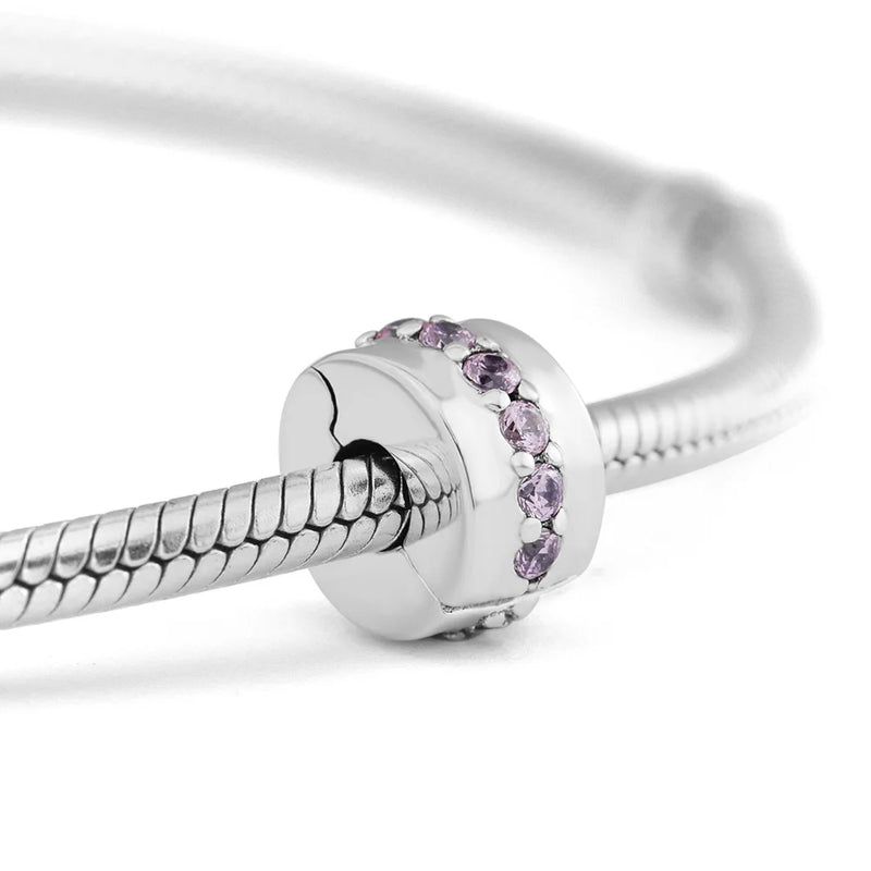 Shining Path Clip Bead Pink CZ 925 Sterling Silver