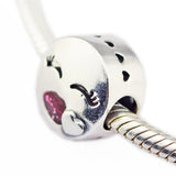 925 Silver Kiss Charm Cerise Glitter Enamel Beads for DIY Jewelry Making