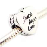 925 Silver Bracelets Faith, Hope, Love Enamel Charms