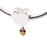 925 Sterling Silver Bracelets Two Hearts Dangle Charm Silver Beads