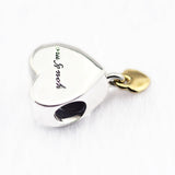 925 Sterling Silver Bracelets Two Hearts Dangle Charm Silver Beads