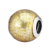 925 Sterling Silver Glitter Ball Charm Enamel Beads