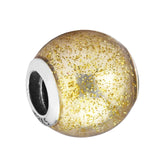925 Sterling Silver Glitter Ball Charm Enamel Beads