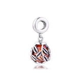 925 Sterling Silver Beads Leaves Dangle Charms Bracelet