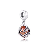925 Sterling Silver Beads Leaves Dangle Charms Bracelet