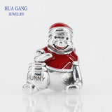 925 Sterling Silver Bear Honey Pot Christmas Charms Beads for Jewelry Making