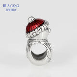 925 Sterling Silver Christmas snowman Charms Beads for Jewelry Making