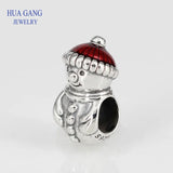 925 Sterling Silver Christmas snowman Charms Beads for Jewelry Making