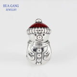 925 Sterling Silver Christmas snowman Charms Beads for Jewelry Making