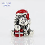 925 Sterling Silver Stitch Christmas Charms Beads for Bracelet