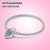Flower Heart Charm Bracelet 925 Sterling Silver Fine Jewelry Gift