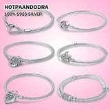 Flower Heart Charm Bracelet 925 Sterling Silver Fine Jewelry Gift