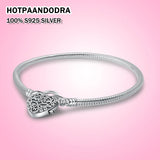 Flower Heart Charm Bracelet 925 Sterling Silver Fine Jewelry Gift