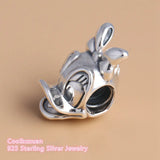 925 Sterling Silver Daisy Duck Portrait Charm Beads for DIY Jewelry Making