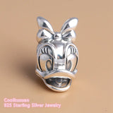 925 Sterling Silver Daisy Duck Portrait Charm Beads for DIY Jewelry Making