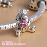 925 Sterling Silver Tigger Pink Enamel Charm Beads