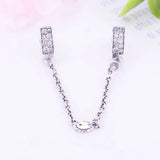 925 Silver Zircon Heart Safety Chain Charms Beads